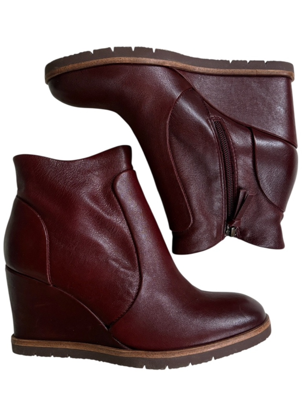 Like New Sofft Leather Maguire Wedge Boots; Brown Size 8
